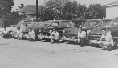 mikado car club members in front of their cars